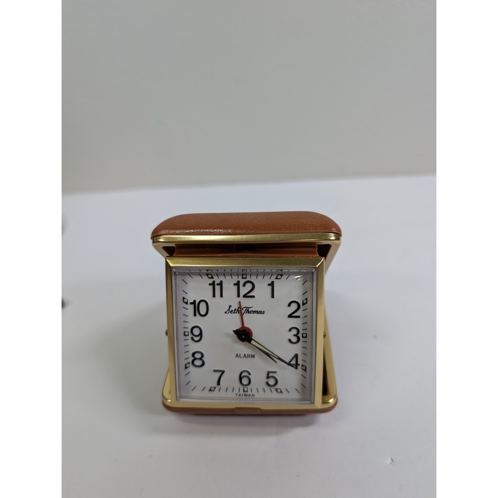 Vintage Seth Thomas Folding Travel‎ Alarm Clock - 3" - WORKS